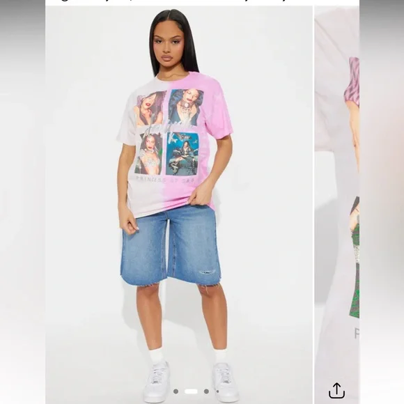 Fashion Nova Pink and White Graphic Tee - Picture 2 of 5